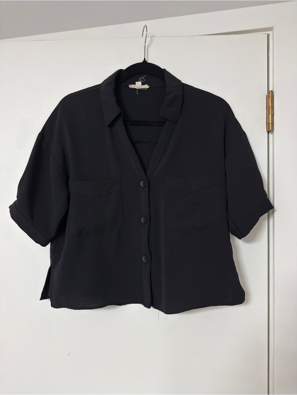 Black Button Crop Top